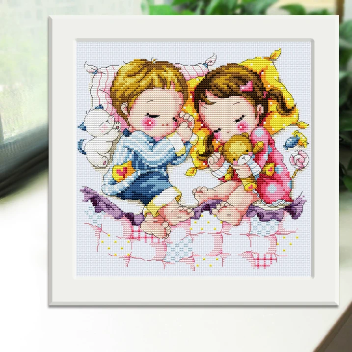 Gold Collection Lovely Counted Cross Stitch Kit The Lovely Sleeping Little Boy and Girl Sleep SO
Gold Collection Lovely Counted Cross Stitch Kit The Lovely Sleeping Little Boy and Girl Sleep SO