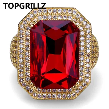 TOPGRILLZ New Fashion Hip Hop Ring Gold Color Plated Iced Out Bling Micro Pave CZ Stone Red Rhinestone Rings With 7,8,9,10,11
TOPGRILLZ New Fashion Hip Hop Ring Gold Color Plated Iced Out Bling Micro Pave CZ Stone Red Rhinestone Rings With 7,8,9,10,11