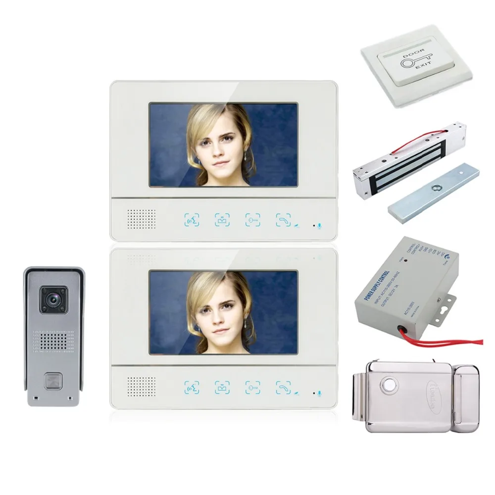 Home Security 7 Inch TFT Touch Screen Video Door Phone Doorbell Intercom Kit 1-camera 2-monitor Night Vision+Electronic locks
Home Security 7 Inch TFT Touch Screen Video Door Phone Doorbell Intercom Kit 1-camera 2-monitor Night Vision+Electronic locks