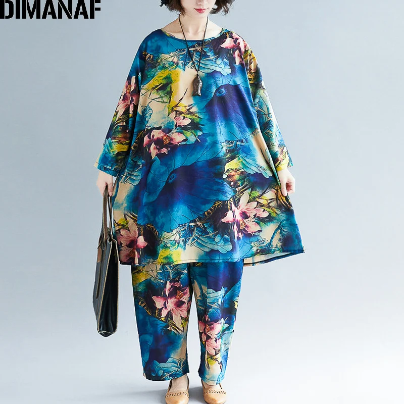 DIMANAF Plus Size Women Sets Cotton Linen Tops Tee Shirts Long Pants Female Clothes Loose Vintage Print Floral 2 Pieces Set 2019
DIMANAF Plus Size Women Sets Cotton Linen Tops Tee Shirts Long Pants Female Clothes Loose Vintage Print Floral 2 Pieces Set 2019
