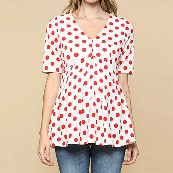 Women Dot Print Blouse Shirt 2019 Summer Casual Pregnant Pullover Blusas Tops Sexy V Neck Short Sleeve High Waist Plus Size 2XL
Women Dot Print Blouse Shirt 2019 Summer Casual Pregnant Pullover Blusas Tops Sexy V Neck Short Sleeve High Waist Plus Size 2XL