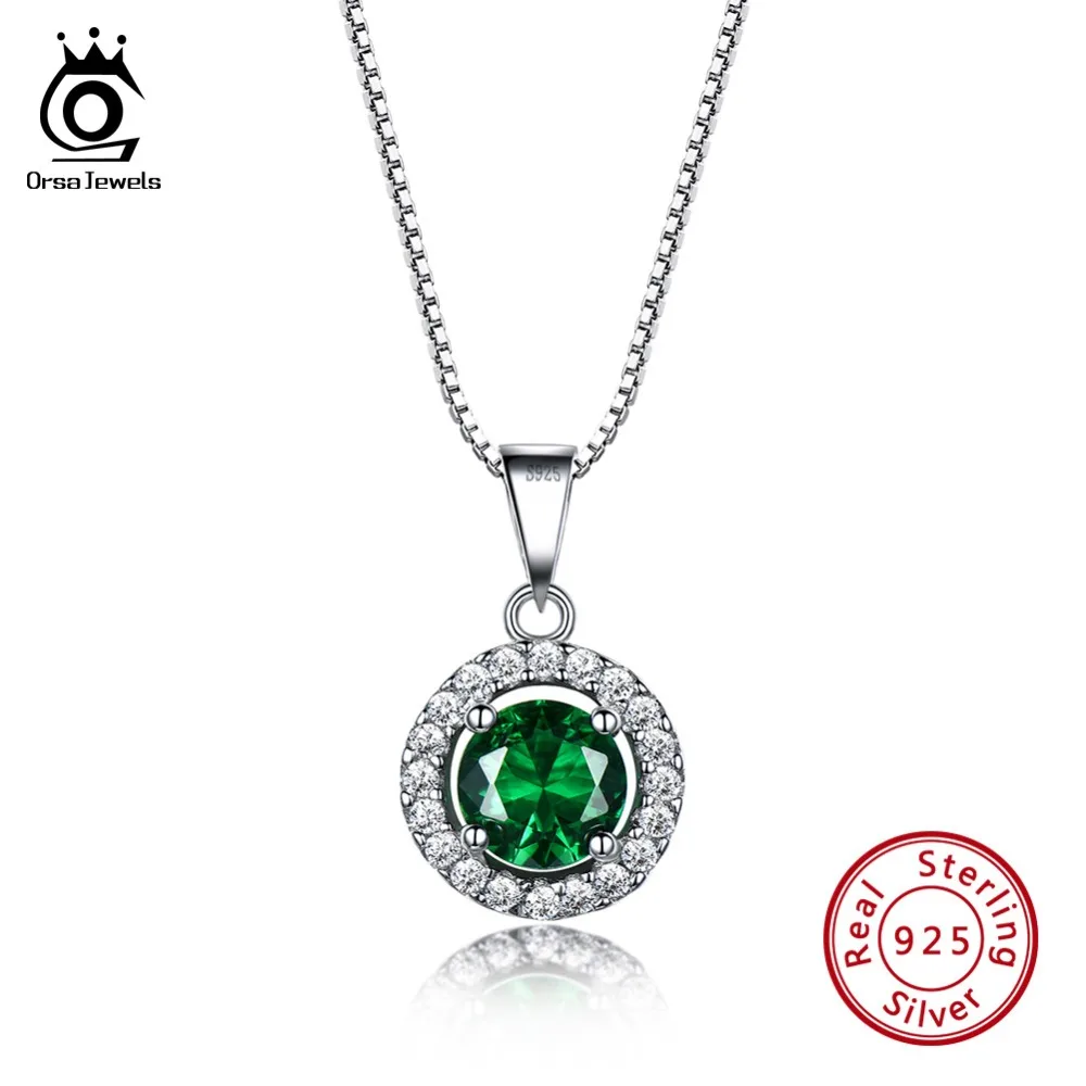 ORSA JEWELS Genuine 925 Sterling Silver Women Necklace Simulate Round Nano Emerald AAA Shiny CZ Pendant Female Jewelry VSN03
ORSA JEWELS Genuine 925 Sterling Silver Women Necklace Simulate Round Nano Emerald AAA Shiny CZ Pendant Female Jewelry VSN03