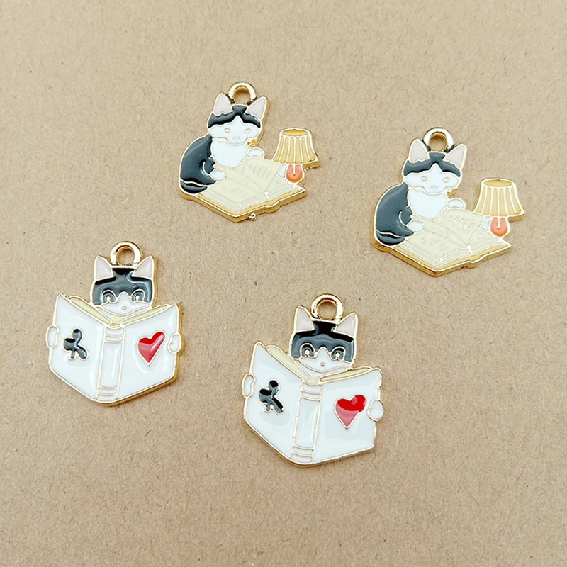 10pcs reading cat charm enamel charm for jewelry making and crafting fashion earring charm necklace charm
10pcs reading cat charm enamel charm for jewelry making and crafting fashion earring charm necklace charm