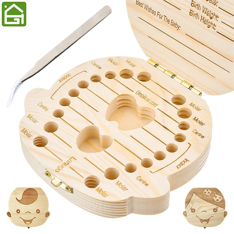 English Russian Spanish Baby Wood Teeth Storage Box Delicious Souvenir Tooth Saver Organizer Case with Tweezers
English Russian Spanish Baby Wood Teeth Storage Box Delicious Souvenir Tooth Saver Organizer Case with Tweezers