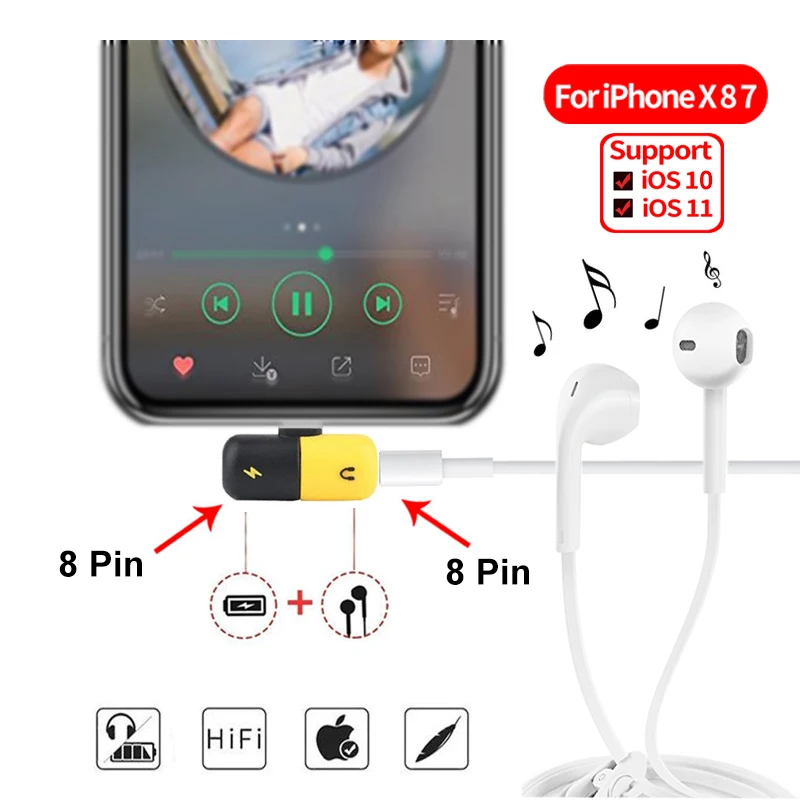 Adaptor For iPhone X 8 7 6 Plus Capsule Shape Mini Portable Audio&Charge Adapter Splitter Phones 8 Pin Female Adapter For iPhone
Adaptor For iPhone X 8 7 6 Plus Capsule Shape Mini Portable Audio&Charge Adapter Splitter Phones 8 Pin Female Adapter For iPhone