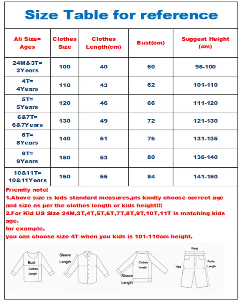 COAT329 100-160 size table