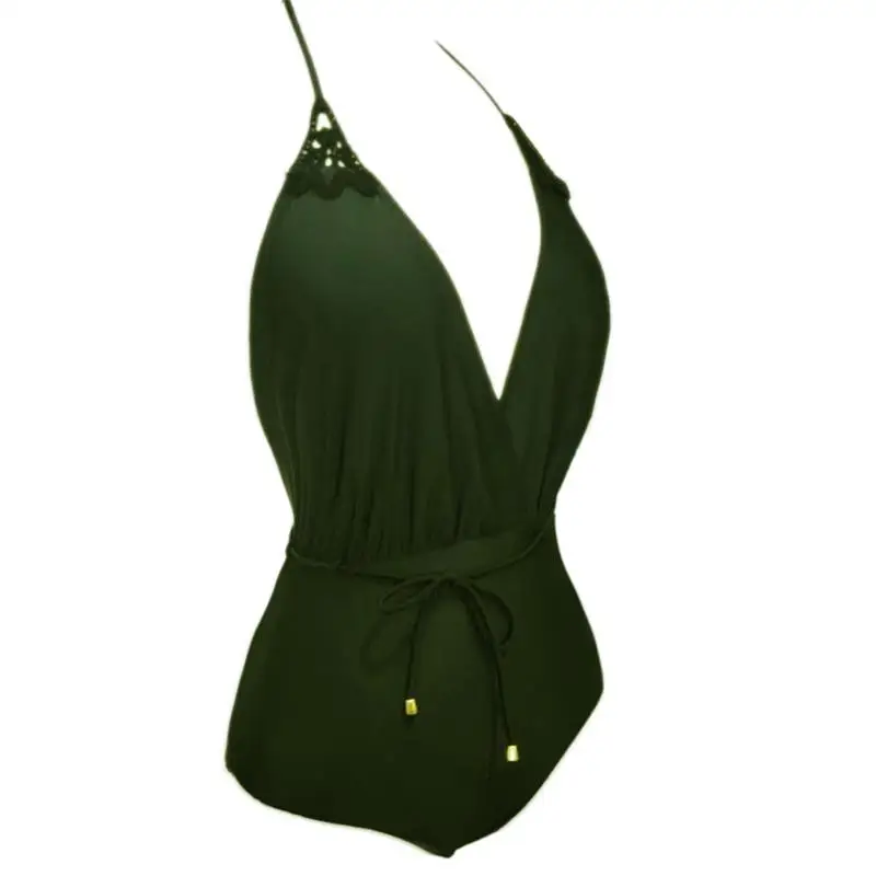 One Piece Swimsuit Swimwear Women sexy Halter Top Bathing Suit Crochet