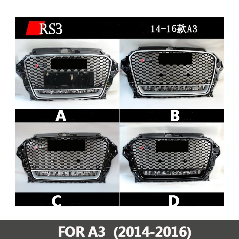 2014-2016 RS3 Chrome black frame front Grille Racing Grills Honeycomb quattro grill for Audi A3 RS3 front bumper
2014-2016 RS3 Chrome black frame front Grille Racing Grills Honeycomb quattro grill for Audi A3 RS3 front bumper