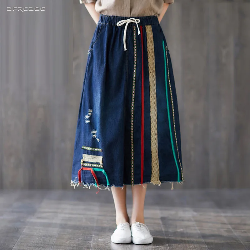 Embroidery Denim Long Skirts Woman 2019 Stretch Waist Summer Vintage Ladies Loose Jeans Skirt Long Casual Retro A-Line Saia
Embroidery Denim Long Skirts Woman 2019 Stretch Waist Summer Vintage Ladies Loose Jeans Skirt Long Casual Retro A-Line Saia
