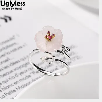 Uglyless 100% Real 925 Sterling Silver Natural Pink Crystal Flower Open Rings for Women Silver Plum Ring Floral Fine Jewelry
Uglyless 100% Real 925 Sterling Silver Natural Pink Crystal Flower Open Rings for Women Silver Plum Ring Floral Fine Jewelry