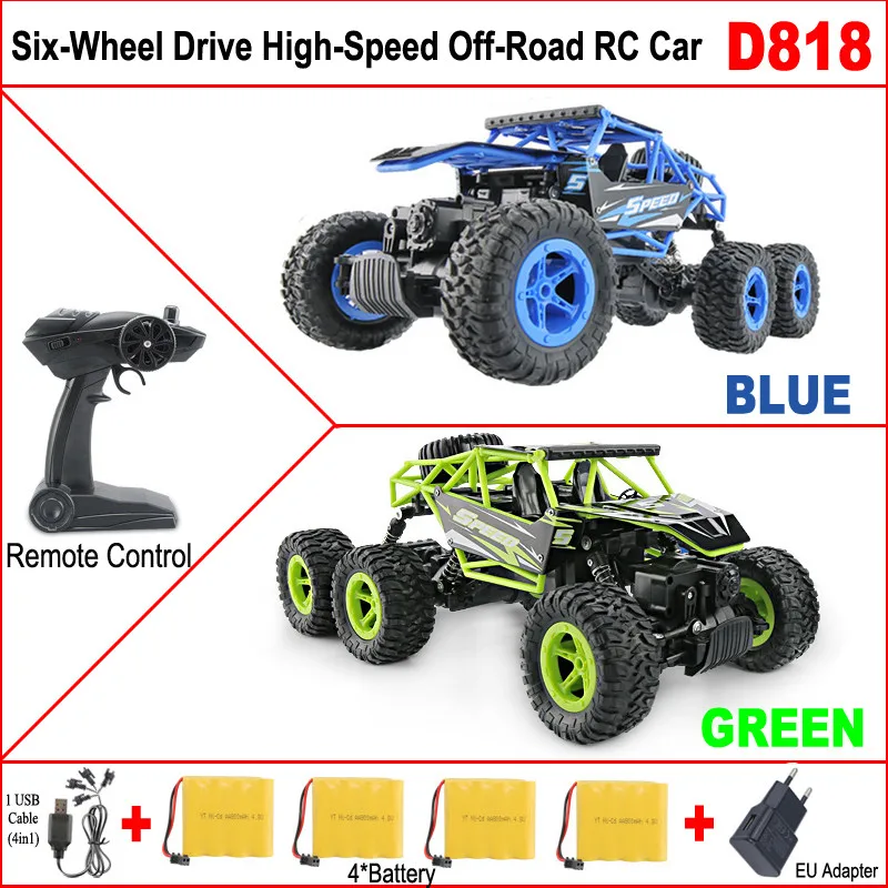 D818 2.4G 1:14 20KM/H High Speed Climbing Rc Car Rock Rally 6X6 Six-Wheel Drive Rechargeable High-Speed Off-Road Alloy RC Car
D818 2.4G 1:14 20KM/H High Speed Climbing Rc Car Rock Rally 6X6 Six-Wheel Drive Rechargeable High-Speed Off-Road Alloy RC Car