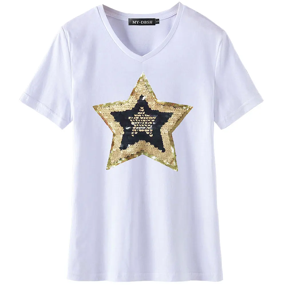 2019 summer fashion new women's T-shirt Korean loose loose thin leisure star patch short-sleeved women's shirt Camisetas Mujer
2019 summer fashion new women's T-shirt Korean loose loose thin leisure star patch short-sleeved women's shirt Camisetas Mujer