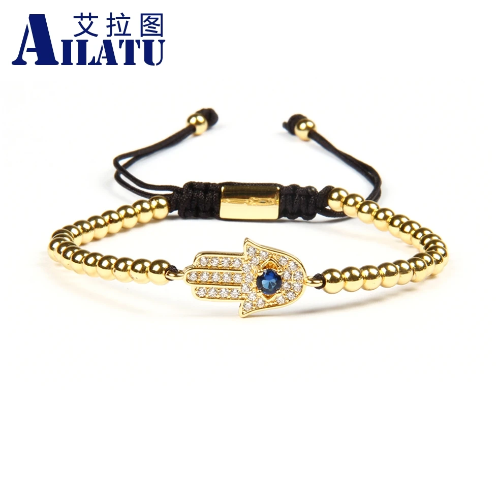 Ailatu Wholesale 10pcs/lot Micro Pave Cz Hamsa Fatima Hand Macrame Bracelets with 4mm Stainless Steel Beads
Ailatu Wholesale 10pcs/lot Micro Pave Cz Hamsa Fatima Hand Macrame Bracelets with 4mm Stainless Steel Beads