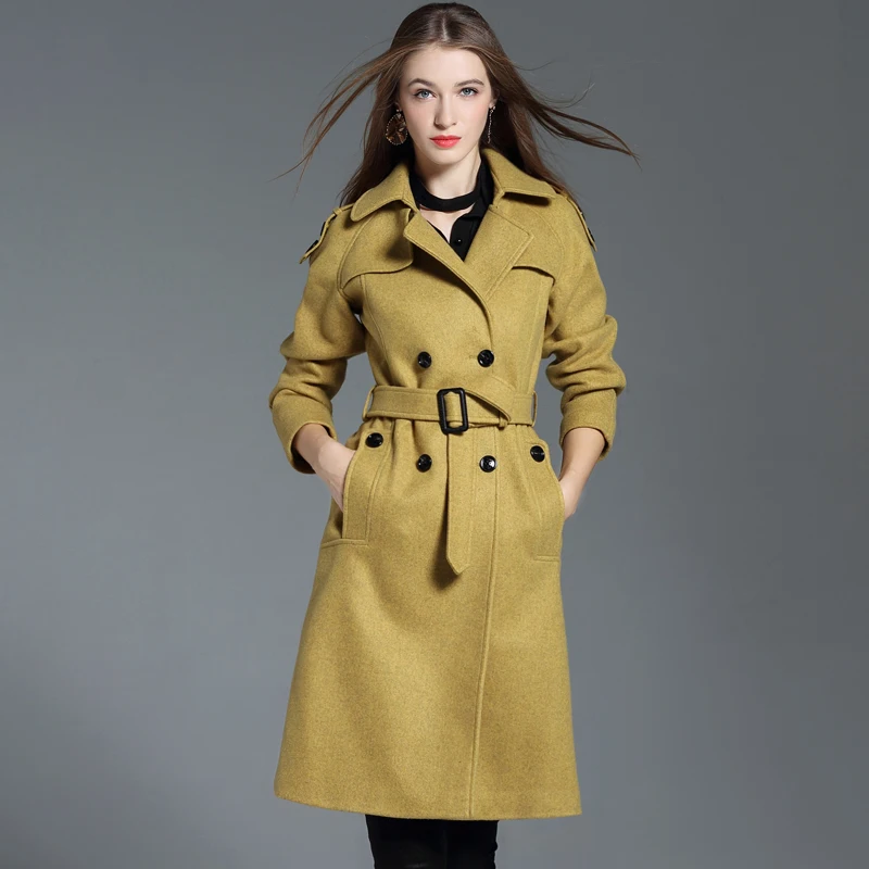 2018 classic fashion coat women's fit slim long wollen coat with belt autumn winter trench coat over the knee female S-4XL !
2018 classic fashion coat women's fit slim long wollen coat with belt autumn winter trench coat over the knee female S-4XL !