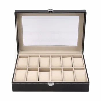 12 Slots Grid PU Leather Watch Box Pillow Display Box Jewelry Storage Organizer Case Casket Locked Boxes Retro Black Relogio
12 Slots Grid PU Leather Watch Box Pillow Display Box Jewelry Storage Organizer Case Casket Locked Boxes Retro Black Relogio