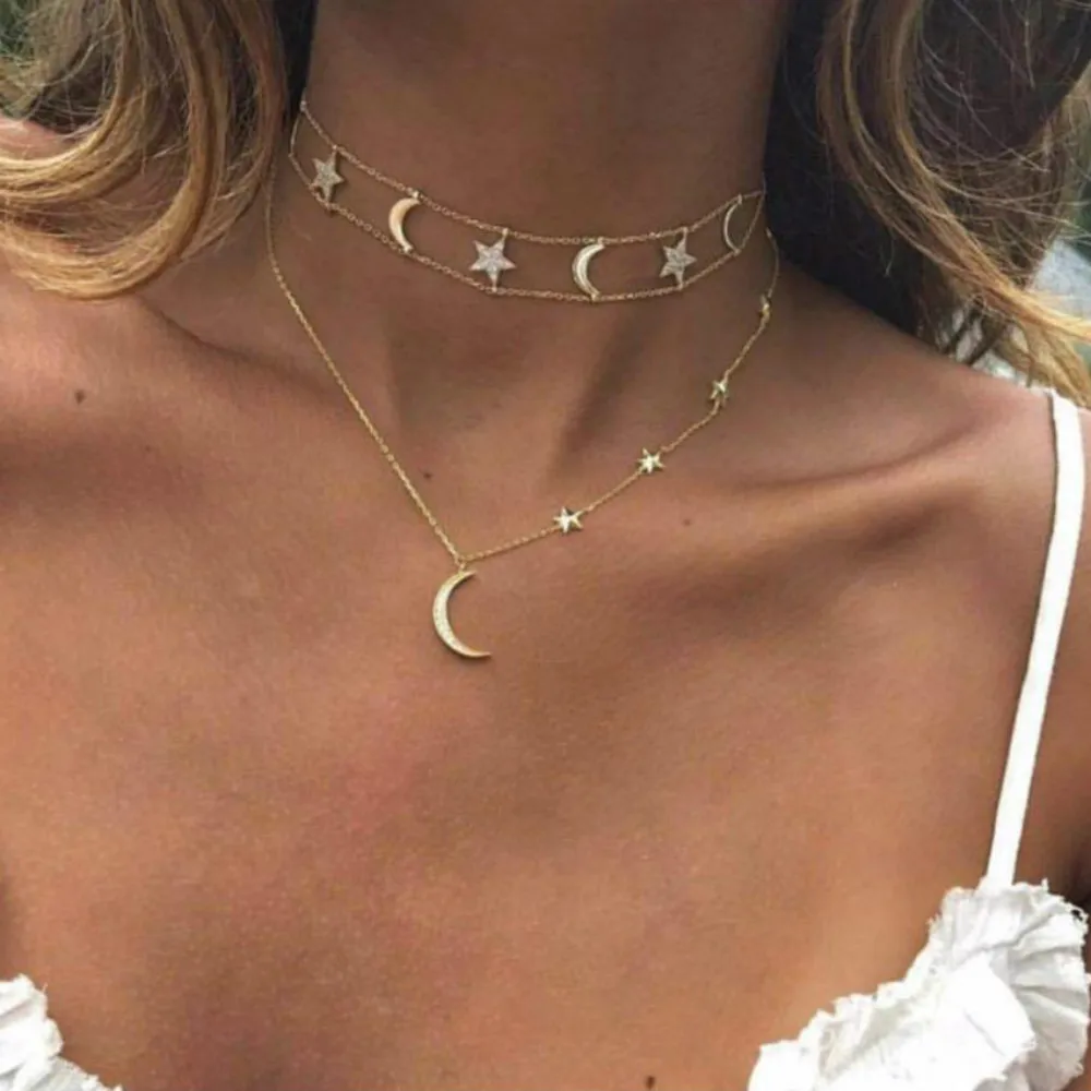 Boho Crystal Star Moon Choker Necklace for Women Chocker necklaces & pendants colar gargantilha collier femme kolye
Boho Crystal Star Moon Choker Necklace for Women Chocker necklaces & pendants colar gargantilha collier femme kolye