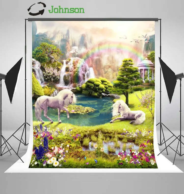 Rainbow Enchanted Forest Unicorn River Tree Flower Backgrounds polyester or Vinyl cloth Computer print wedding backdrop
Rainbow Enchanted Forest Unicorn River Tree Flower Backgrounds polyester or Vinyl cloth Computer print wedding backdrop
