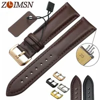 ZLIMSN Genuine Leather Watchband Men's Women Watch Band Black Brown Replacement 18 20 22 24mm Watches Accessories Relojes Hombre image
