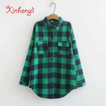 Plus size pockets Plaid women loose blouse 2020 new spring autumn casual ladies Twill cotton soft shirts female tops oversize
Plus size pockets Plaid women loose blouse 2020 new spring autumn casual ladies Twill cotton soft shirts female tops oversize
