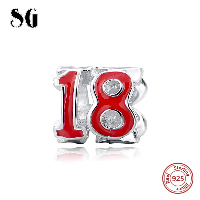 SG new authentic sterling 925 silver charms with red enamel number 18 Fit pandora Bracelet Antique Bead making Jewelry Gifts
SG new authentic sterling 925 silver charms with red enamel number 18 Fit pandora Bracelet Antique Bead making Jewelry Gifts