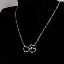 ファッションネックレス素材ソール犬の足のハートペンダントチェーン中空鎖骨ジュエリーステートメントネックレススチームパンク(China)