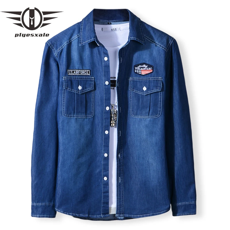 Plyesxale Long Sleeve Denim Shirt Men 2019 Fashion Embroidery Patchwork Shirt For Men High Quality Slim Fit Mens Jean Shirts T1
Plyesxale Long Sleeve Denim Shirt Men 2019 Fashion Embroidery Patchwork Shirt For Men High Quality Slim Fit Mens Jean Shirts T1