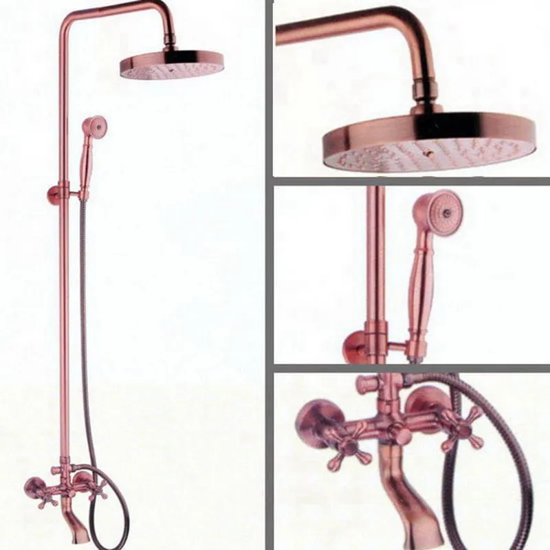 Antique Red Copper Brass 2 Cross handles Wall Mounted Bathroom 7.7" Round Rain Shower Tub Faucet Set With Handshower arg013
Antique Red Copper Brass 2 Cross handles Wall Mounted Bathroom 7.7" Round Rain Shower Tub Faucet Set With Handshower arg013