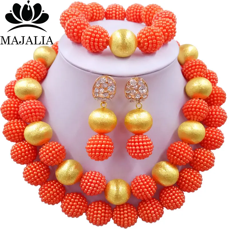 Majalia Charming Nigerian Wedding African Pearl Jewelery Set Orange Crystal Plastic Pearl Necklace Bride Jewelry Set 2LS015
Majalia Charming Nigerian Wedding African Pearl Jewelery Set Orange Crystal Plastic Pearl Necklace Bride Jewelry Set 2LS015