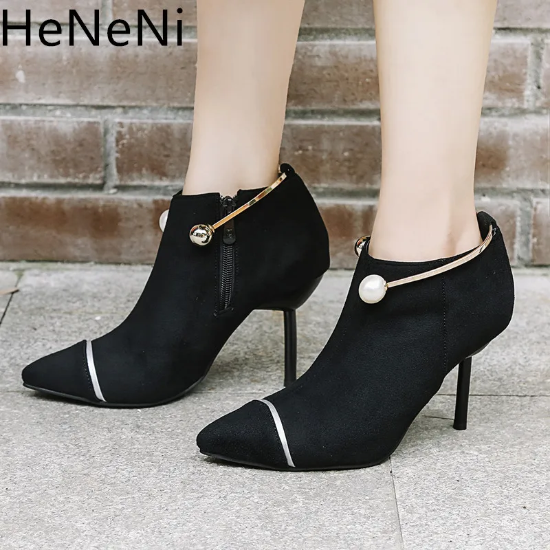 New Women Ankle Boots Pointed toe Fine heel Beads decoration women boots high heels Fashion winter women boots Plus size 32-48
New Women Ankle Boots Pointed toe Fine heel Beads decoration women boots high heels Fashion winter women boots Plus size 32-48