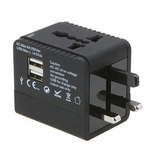 CES Hot 2 USB Универсальное зарядное устройство для путешествий US EU UK AU Plug Black |