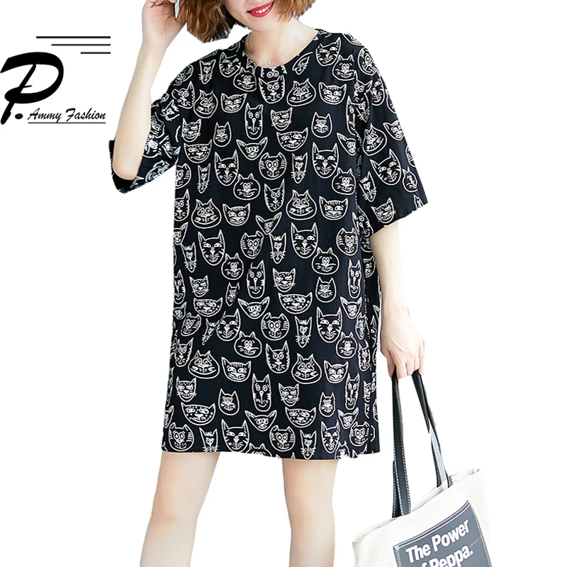 Plus Size Cat Graffiti Print Cotton Mini Dress 2019 Summer Women O-Neck Half Sleeve Casual Loose Jumper Shirt Dresses black
Plus Size Cat Graffiti Print Cotton Mini Dress 2019 Summer Women O-Neck Half Sleeve Casual Loose Jumper Shirt Dresses black