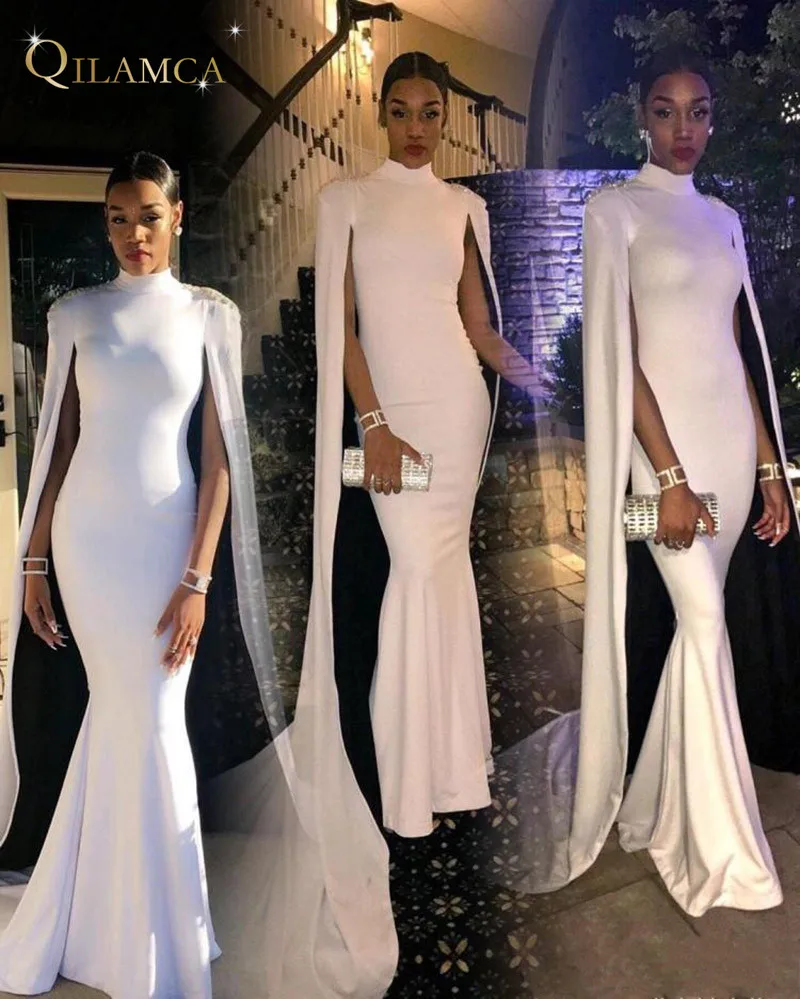 2018 Elegant High Neck Mermaid Evening Dresses White Cape African Formal Evening Prom Gowns Party Dress Celebrity Dress
2018 Elegant High Neck Mermaid Evening Dresses White Cape African Formal Evening Prom Gowns Party Dress Celebrity Dress