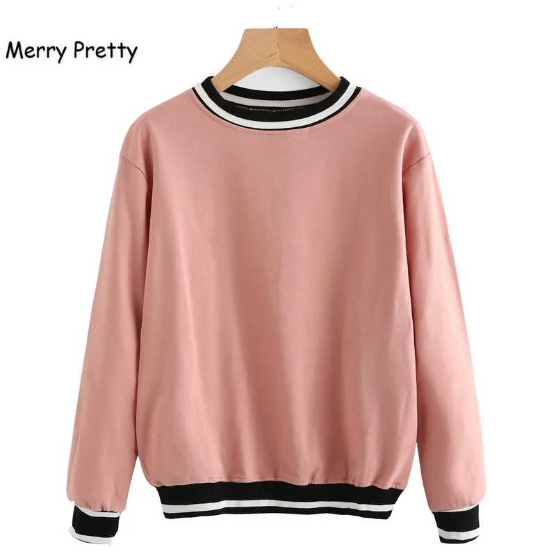 Merry Pretty New Fashion Women Sweatshirt Pink Long Sleeve O-Neck Hoodies Striped Patchwork Thread Pullovers Casual Sweatshirts
Merry Pretty New Fashion Women Sweatshirt Pink Long Sleeve O-Neck Hoodies Striped Patchwork Thread Pullovers Casual Sweatshirts