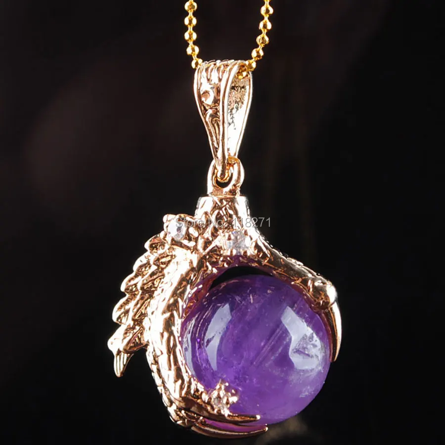 WOJIAER Natural Amethysts Gem Stones Round Bead Dragon Claw Gold Pendant Jewelry 1PCS PN3104
WOJIAER Natural Amethysts Gem Stones Round Bead Dragon Claw Gold Pendant Jewelry 1PCS PN3104