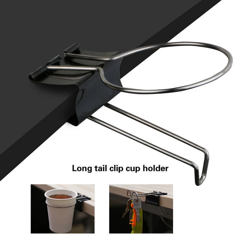 2019 New DIY Creative Desk Table Stand Storage Rack Office/Home Drink Cup Holder Clip Black