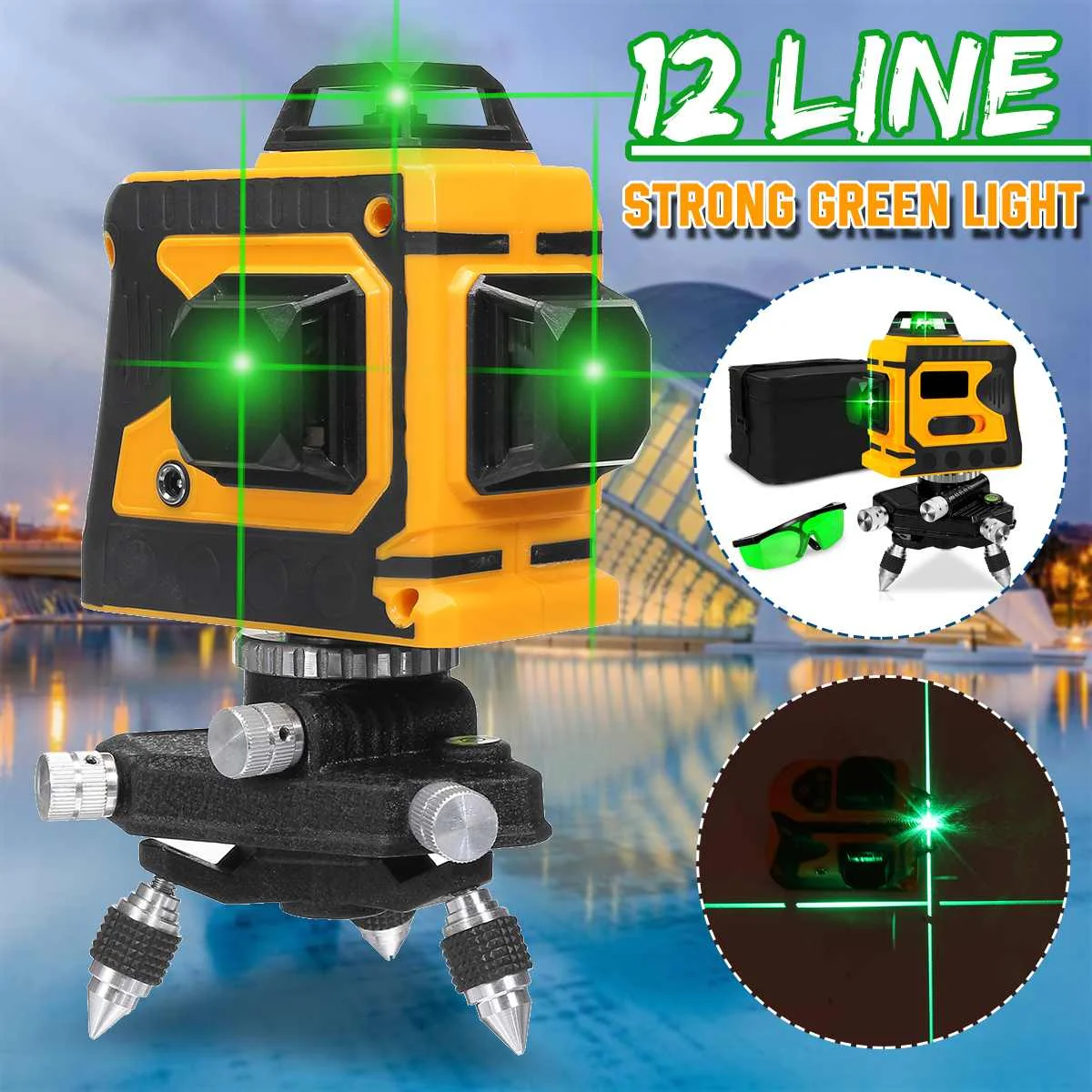 Zeast 12 Lines Strong Green Light 3D Laser Level Measure Tools with Stand Vertical Horizontal Automatic Self Level
Zeast 12 Lines Strong Green Light 3D Laser Level Measure Tools with Stand Vertical Horizontal Automatic Self Level