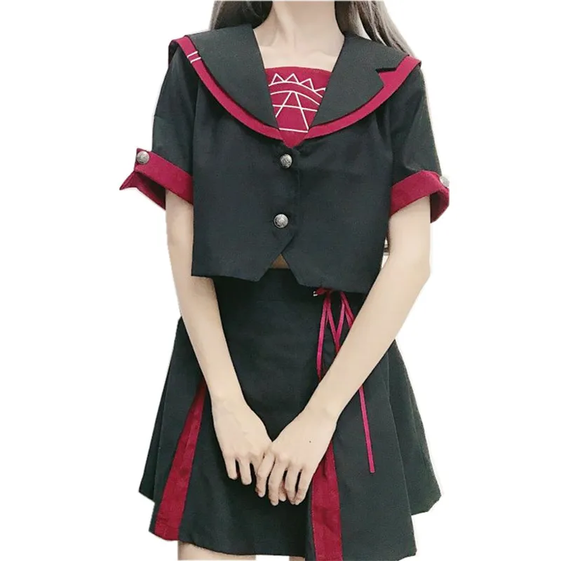 Japanese JK Uniform Gothic Lolita Hit Color Sailor Collar Bowtie Single-breasted Shirt + High Waist Skirt Set crop top femme
Japanese JK Uniform Gothic Lolita Hit Color Sailor Collar Bowtie Single-breasted Shirt + High Waist Skirt Set crop top femme