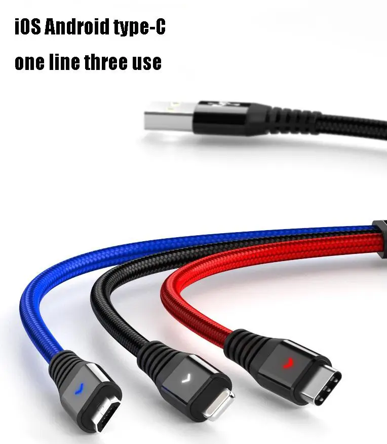 3 в 1 несколько USB провод для быстрой зарядки type C/Micro разъем iPhone 7 Plus/Galaxy S8 еще |