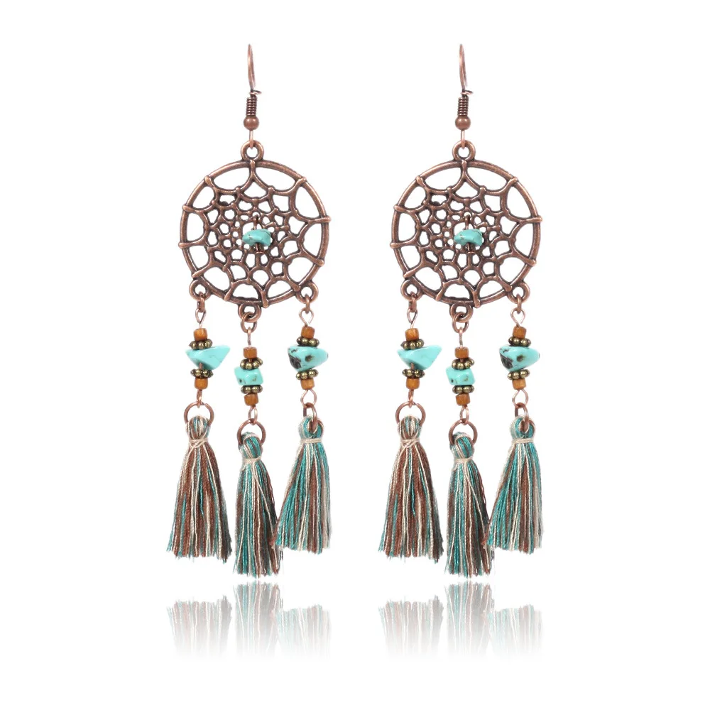 Bohemian Dream Catcher Tassel Earring for Women Vintage Antique Brass Fringed Boho Earrings 2018 Pendientes Etnicos Jewelry
Bohemian Dream Catcher Tassel Earring for Women Vintage Antique Brass Fringed Boho Earrings 2018 Pendientes Etnicos Jewelry