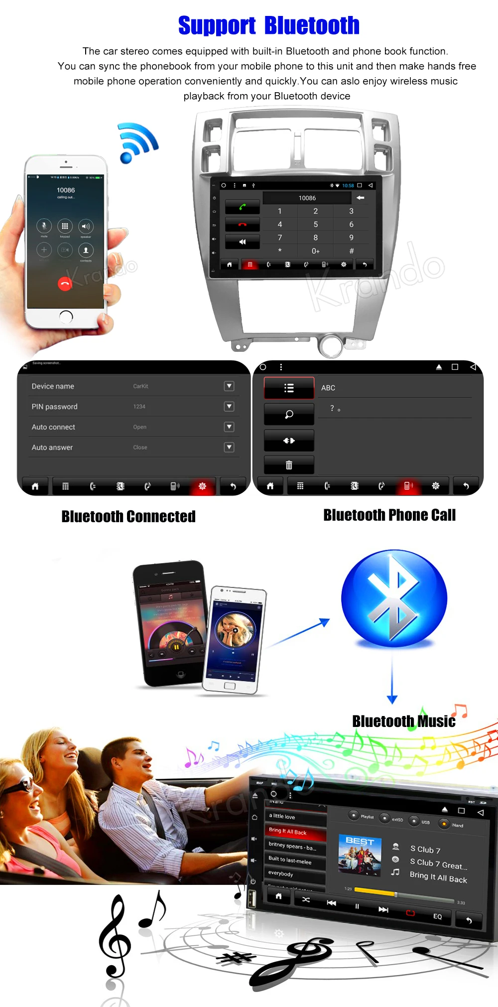 Krando Android car radio gps navigation multimedia system for Hyundai TUCSON 2004 2005 2006 2007 2008 2009 2010