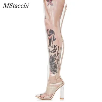 Mstacchi Sexy Over-the-knee Boots Transparent Shoes Woman Rainboots Crysta Thigh High Heels Botas Mujer Shoes Large Size 34-48
Mstacchi Sexy Over-the-knee Boots Transparent Shoes Woman Rainboots Crysta Thigh High Heels Botas Mujer Shoes Large Size 34-48