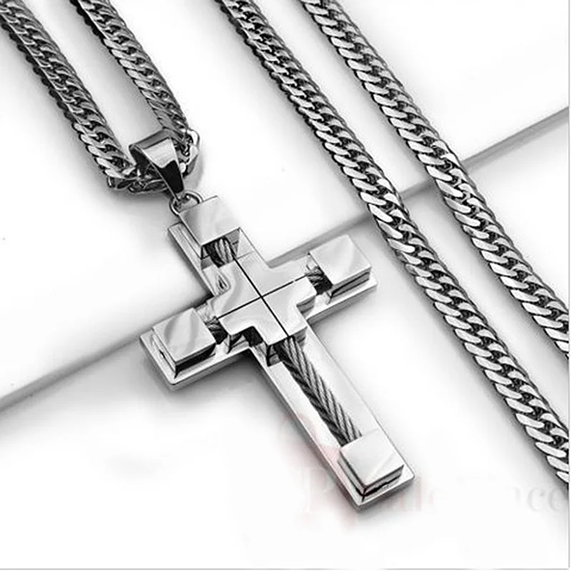 Top Quality Silver Steel cable Cross Pendant Necklace For Men Stainless Steel Curb Chain Necklace Christian Jewelry
Top Quality Silver Steel cable Cross Pendant Necklace For Men Stainless Steel Curb Chain Necklace Christian Jewelry