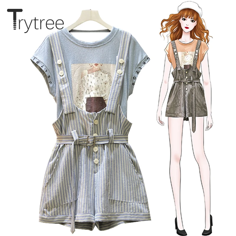 Trytree Summer Women two piece set Casual O-Neck Cotton Beading Top + Shorts Striped Button Fly Belt Polyester Suit 2 Piece Set
Trytree Summer Women two piece set Casual O-Neck Cotton Beading Top + Shorts Striped Button Fly Belt Polyester Suit 2 Piece Set