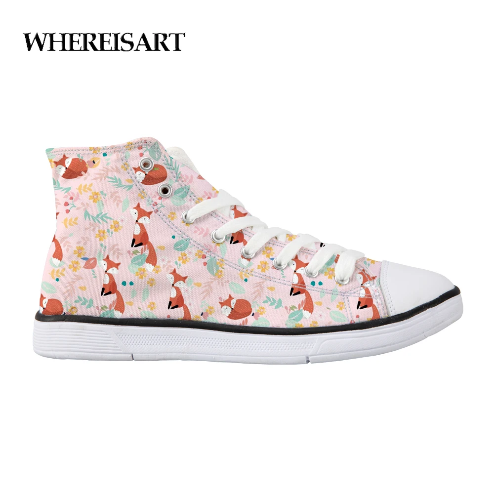 WHEREISART Cute Fox Flower Printing High-top Canvas Shoes Woman Zapatos Mujer Casual Girls Flat Ladies Lace-up Vulcanized Shoes
WHEREISART Cute Fox Flower Printing High-top Canvas Shoes Woman Zapatos Mujer Casual Girls Flat Ladies Lace-up Vulcanized Shoes