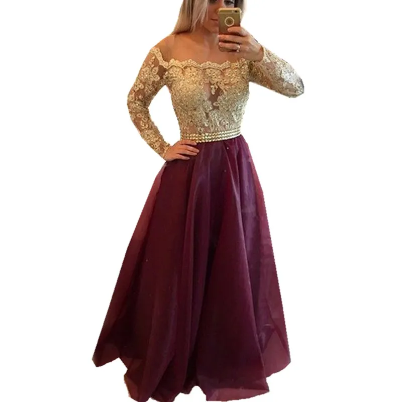 Hot Sale Ball Gown Long Sleeve Burgundy Organza Lace Beaded Evening Dresses 2016 Robe De Soiree Dress Custom made Party dresses
Hot Sale Ball Gown Long Sleeve Burgundy Organza Lace Beaded Evening Dresses 2016 Robe De Soiree Dress Custom made Party dresses