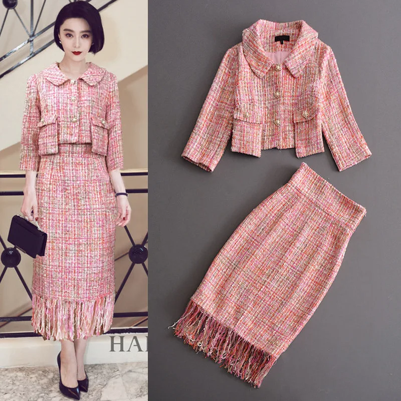 2018 New Style Europe and America Fashion Women Female Elegant Luxury Birthday Party Autumn Winter Two-piece-skirt Twin-Set Suit
2018 New Style Europe and America Fashion Women Female Elegant Luxury Birthday Party Autumn Winter Two-piece-skirt Twin-Set Suit