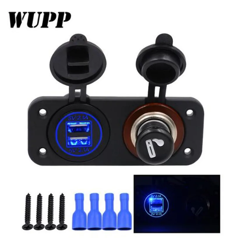 

WUPP DC 12/24V Cigarette Lighter With Switches Car Boat Truck Caravans Vehicles With Cigarette Butts Dual 4.2A USB Charging