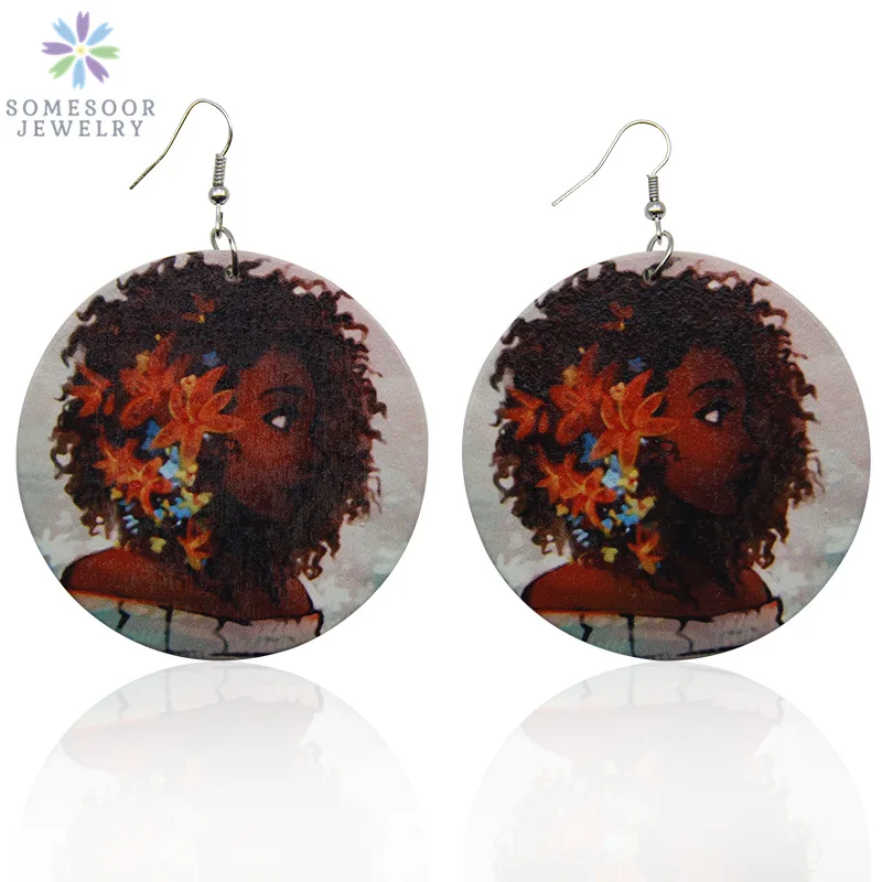 SOMESOOR Painted African Cruly Beauty Wood Drop Earrings AFRO Natural Hair Flower Handmade Personalized Jewelry For Women Gifts
SOMESOOR Painted African Cruly Beauty Wood Drop Earrings AFRO Natural Hair Flower Handmade Personalized Jewelry For Women Gifts