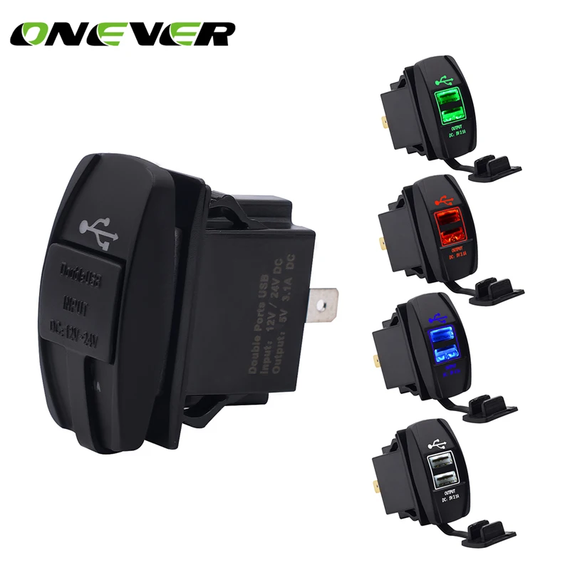 12V Dual USB Socket Car Charger Power Adapter 3.1A 5V Output With 4 Color LED Light For Phone
12V Dual USB Socket Car Charger Power Adapter 3.1A 5V Output With 4 Color LED Light For Phone
