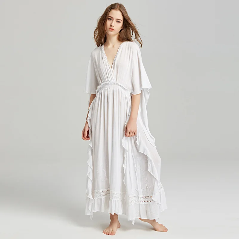 white long hippie dress